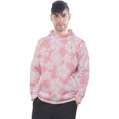 Lace White Ornamental Textile Men s Pullover Hoodie by Paksenen