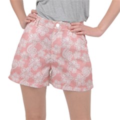 Lace White Ornamental Textile Women s Ripstop Shorts by Paksenen