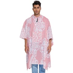 Lace White Ornamental Textile Men s Hooded Rain Ponchos by Paksenen