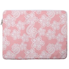 Lace White Ornamental Textile 17  Vertical Laptop Sleeve Case With Pocket by Paksenen