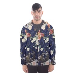 Japanese Wave Koi Illustration Pattern Men s Hooded Windbreaker by Ndabl3x