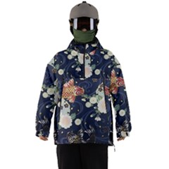 Japanese Wave Koi Illustration Pattern Men s Ski And Snowboard Waterproof Breathable Jacket by Ndabl3x