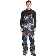 Japanese Wave Koi Illustration Pattern Men s Front Zip Ski And Snowboard Bib Pants by Ndabl3x