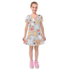 Pet Animal 02 Kids  Short Sleeve Velvet Dress by myclothy