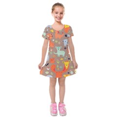 Pet Animal 05 Kids  Short Sleeve Velvet Dress by myclothy