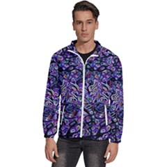 Neon Symphony Design Men s High Neck Windbreaker by dflcprintsclothing