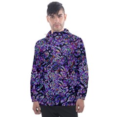 Neon Symphony Design Men s Front Pocket Pullover Windbreaker by dflcprintsclothing