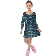 Retro Mobile Device Output Device Kids  Long Sleeve Velvet Dress by Bedest