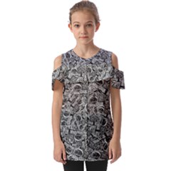 Be True Be Yourself Typographic Print Pattern Fold Over Open Sleeve Top by dflcprintsclothing