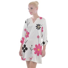  Minimalist Pattern With Simple Lines,flower And Shapes, Creating A Clean And Modern Open Neck Shift Dress by myclothy