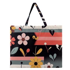  Minimalist Pattern With Simple Lines,flower And Shapes, Creating A Clean And Modern Zipper Large Tote Bag by myclothy