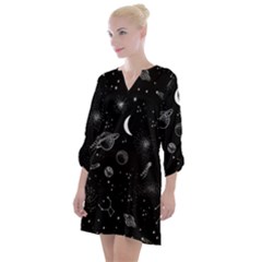 Cosmic Black Space Star Open Neck Shift Dress by Ndabl3x