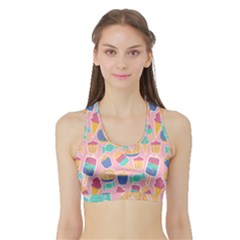 Ice Cream Donut Sweets Candie Sports Bra With Border by Apenda