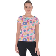 Ice Cream Donut Sweets Candie Short Sleeve Sports Top  by Apenda