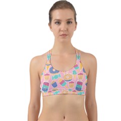 Ice Cream Donut Sweets Candie Back Web Sports Bra by Apenda