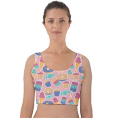 Ice Cream Donut Sweets Candie Velvet Crop Top by Apenda