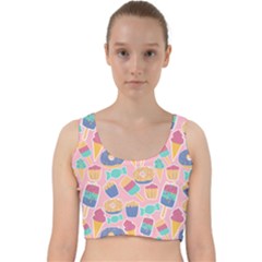 Ice Cream Donut Sweets Candie Velvet Racer Back Crop Top by Apenda