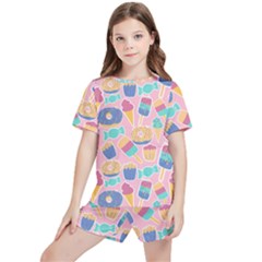 Ice Cream Donut Sweets Candie Kids  T-shirt And Sports Shorts Set by Apenda