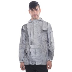 Wall With Cracked White Paint Texture Men s Front Pocket Pullover Windbreaker by dflcprintsclothing