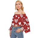 Valentine Off Shoulder Flutter Bell Sleeve Top View2