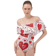 Be My Valentine Off Shoulder Velour Bodysuit  by pollyparadiseartshop