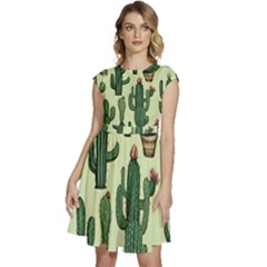 Cactus  Cap Sleeve High Waist Dress by pollyparadiseartshop