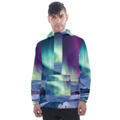 Northern Lights Aurora Night Nature Men s Front Pocket Pullover Windbreaker by Posterlux