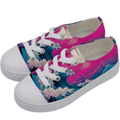 Waves Mountains Sky Kids  Low Top Canvas Sneakers by Grandong