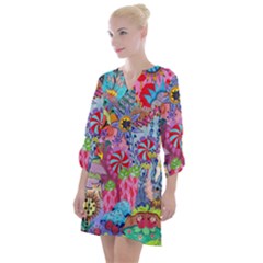 Cabbage Flower Abstract (1) (custom) Open Neck Shift Dress by okhismakingart