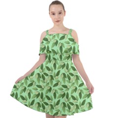 Leaves Pattern Texture Seamless Cut Out Shoulders Dress by Hannah976