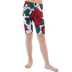 Roses Kids  Mid Length Swim Shorts by pollyparadiseartshop