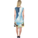 Delicate Watercolor Painting Surreal Oasis Scene With Intense Dramatic Lighting Capsleeve Midi Dress View2