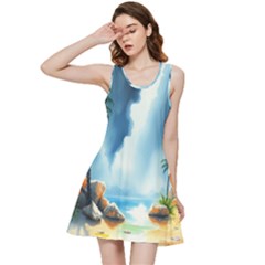 Delicate Watercolor Painting Surreal Oasis Scene With Intense Dramatic Lighting Inside Out Racerback Dress by pollyparadiseartshop