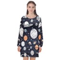 Space Galaxy Universe Stars Sky Long Sleeve Chiffon Shift Dress  View1