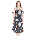 Space Galaxy Universe Stars Sky Shoulder Tie Bardot Midi Dress View1