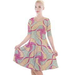 Abstract Pattern Design Scrapbooking Quarter Sleeve A-line Dress by Paksenen