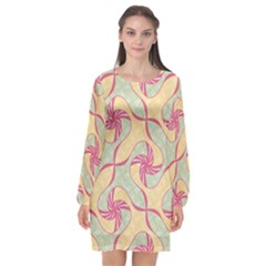 Abstract Pattern Design Scrapbooking Long Sleeve Chiffon Shift Dress  by Paksenen