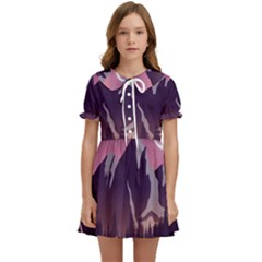 Mountain Night Crescent Moon Kids  Sweet Collar Dress by Bedest