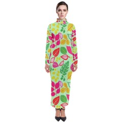 Flower Flora Floral Nature Pattern Seamless Turtleneck Maxi Dress by Bedest