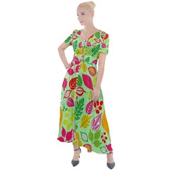 Flower Flora Floral Nature Pattern Seamless Button Up Short Sleeve Maxi Dress by Bedest