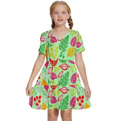 Flower Flora Floral Nature Pattern Seamless Kids  Short Sleeve Tiered Mini Dress by Bedest