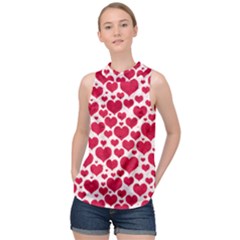 Hearts Valentine Pattern Seamless High Neck Satin Top by Bedest