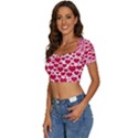 Hearts Valentine Pattern Seamless Short Sleeve Square Neckline Crop Top  View2