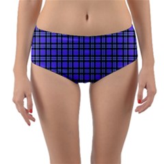 Blue Tartan Plaid 1 Reversible Mid-waist Bikini Bottoms by dressshop