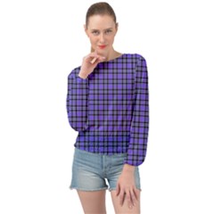 Blue Tartan Plaid 1 Banded Bottom Chiffon Top by dressshop