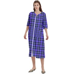 Blue Tartan Plaid 1 Women s Cotton 3/4 Sleeve Nightgown by dressshop