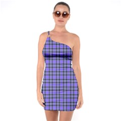 Blue Tartan Plaid 1 One Shoulder Ring Trim Bodycon Dress by dressshop