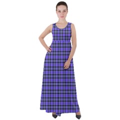 Blue Tartan Plaid 1 Empire Waist Velour Maxi Dress by dressshop