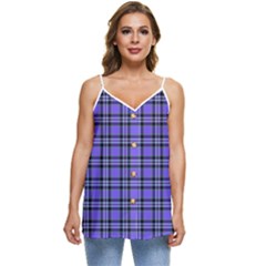 Blue Tartan Plaid 1 Casual Spaghetti Strap Chiffon Top by dressshop