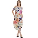 Abstract Floral Background Cold Shoulder Loose Fit Dress With Pockets View3